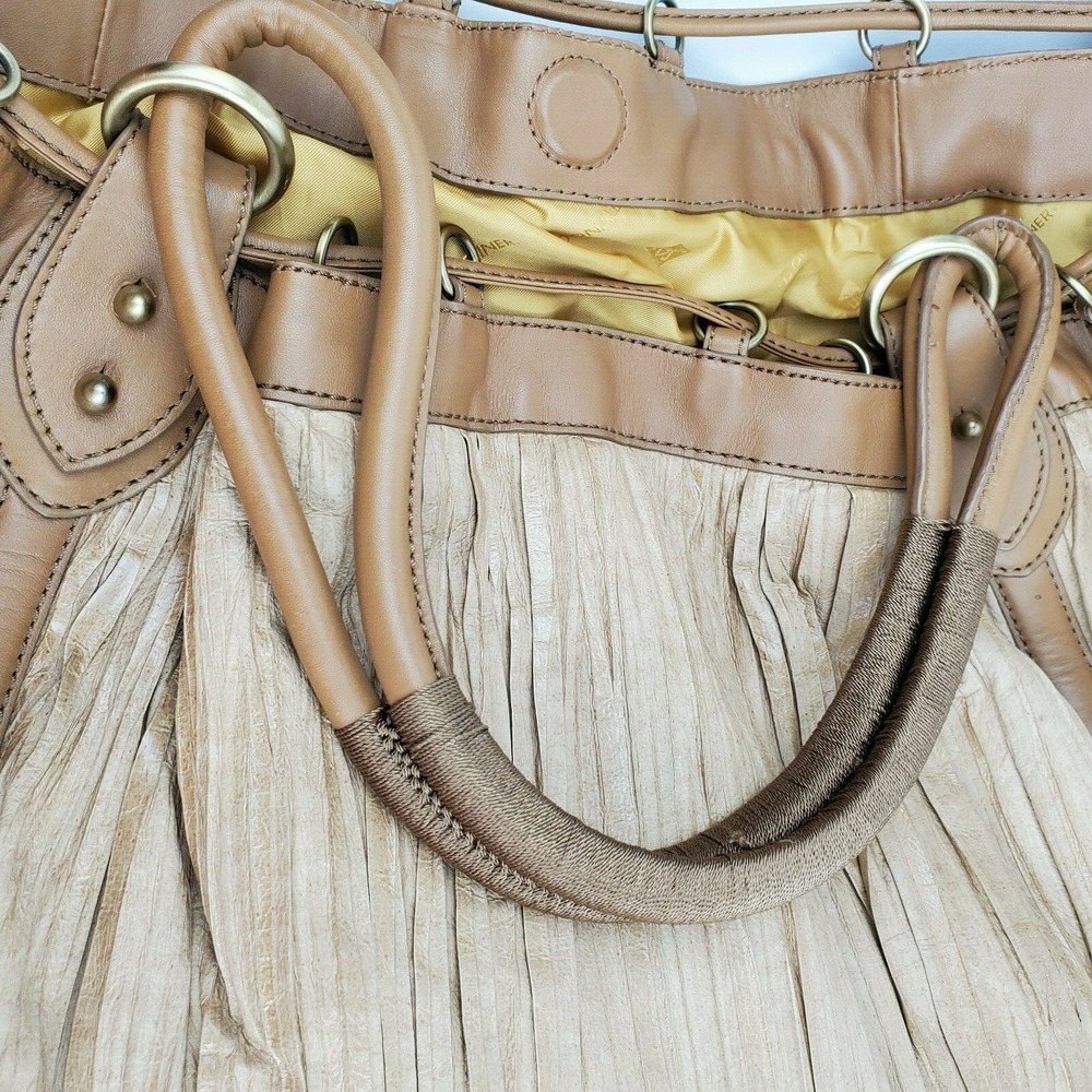 Donald‎ Pliner Large Texture Leather Hobo Bag Wave Pleat Satchel Shoulder Purse - Picture 12 of 12